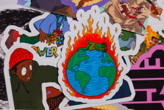 The World is up in Flames Sticker